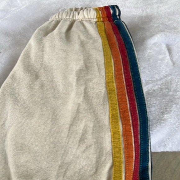 Aviator Nation 5 stripe stitch work down the entire leg size xs vintage white - Picture 5 of 8